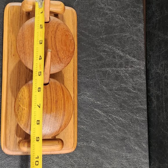 Mid Century Danish Modern 1969 Teak Condiment Set With Tray And Spoons - Picture 8 of 8